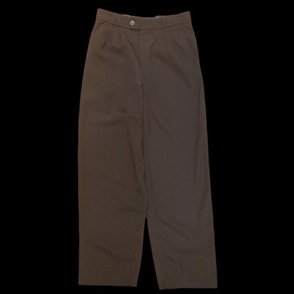 Vintage Chocolate Brown Straight Leg Slacks Trouser Pants-Small - Picture 1 of 8